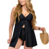 9018-698 Купальник-платье черный с высокими плавками ODS | Plus Size S–7XL